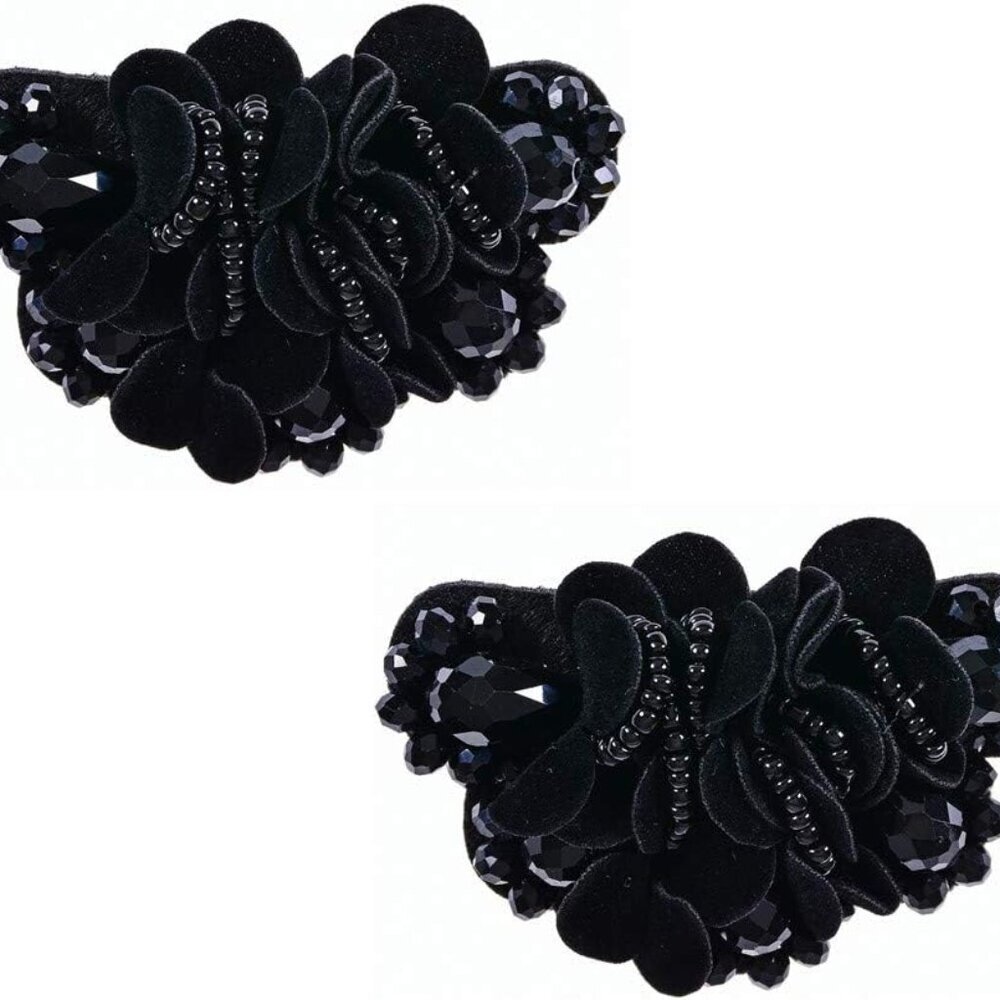 2 Pcs 2.8inch Women Bow Flower Crystal Flip Flop Shoe Charms Beaded Fashion Shoe
